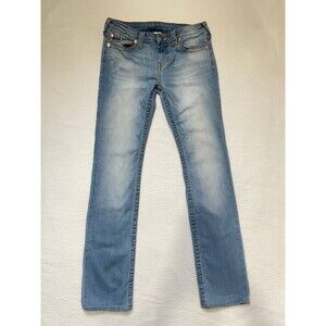 True Religion Women’s Section Slim Straight Y2K Jeans 28 Light Wash Denim
